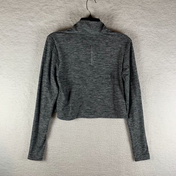 Hind Cropped Top Women's Medium Heather Gray 1/4 Zip Polyester Long Sleeve‎ 6778 - Picture 2 of 9
